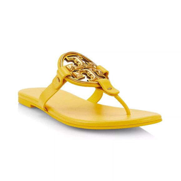 Tory Burch $248 Metal Miller Sandals Peachy Gold Flats 6.5 - Picture 11 of 12